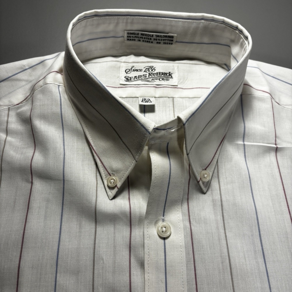 Vintage Sears Roebuck Button‎ Down Shirt 16.5 Korea Single Needle Tailoring